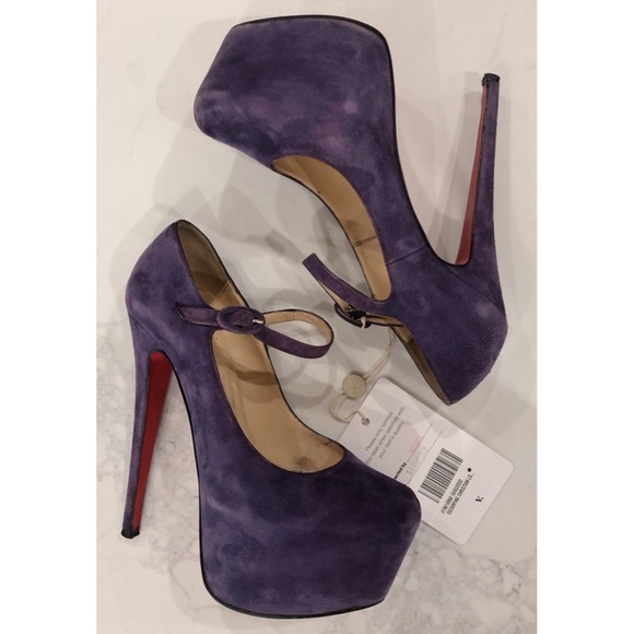 Christian Louboutin Purple Suede Daffodile Mary Jane Platform Pumps SZ 36 - Picture 6 of 17
